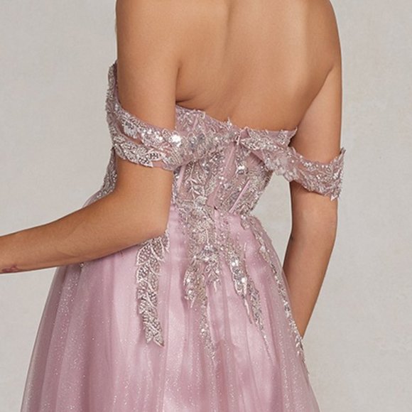 NEW LONG SLEEVELESS A-LINE DRESS EMBROIDERED WITH SPARKLING SEQUINS NX E1128 - Picture 8 of 9